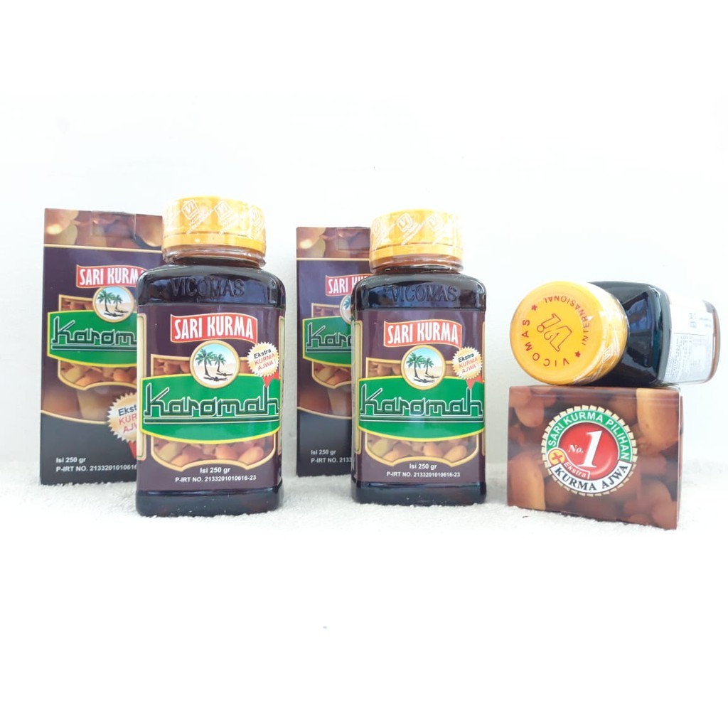 

Sari Kurma Karomah 250ML - Sari Kurma Karomah plus Ekstra Kurma Ajwa