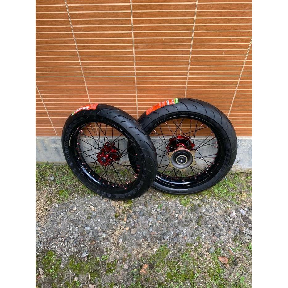 paket roda supermoto crf 150 l velg rossi 300 350 ban maxxis baru wheelset sumo crf ring 17 murah