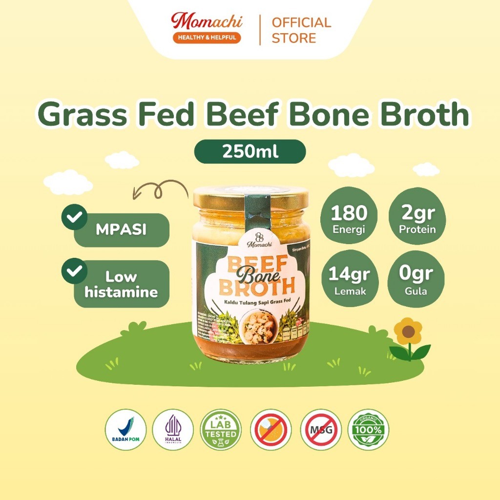 

Momachi - Grass-Fed Be Bone Broth 250ml - Kaldu sapi organik MPASI Sehat, Pencernaan Kuat