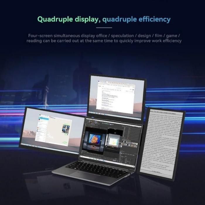 Triple Portable Monitor Triple Laptop Screen Extender Dual 13.3Inch 1080P Lcd Monitors Portable Tri