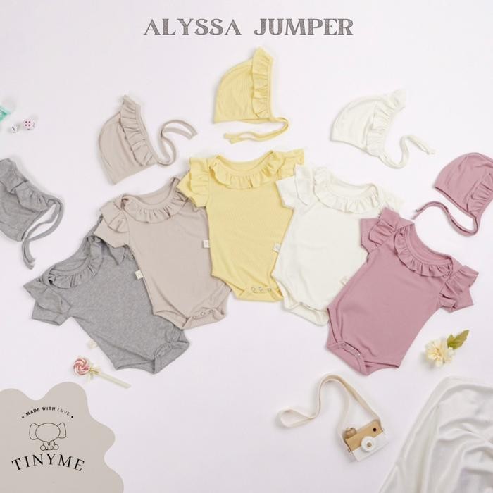 Modish- (Free Bonnet) 0-12Bln Jumper Ruffle Basic Bayi Jumpsuit Romper Baju Pakaian Anak