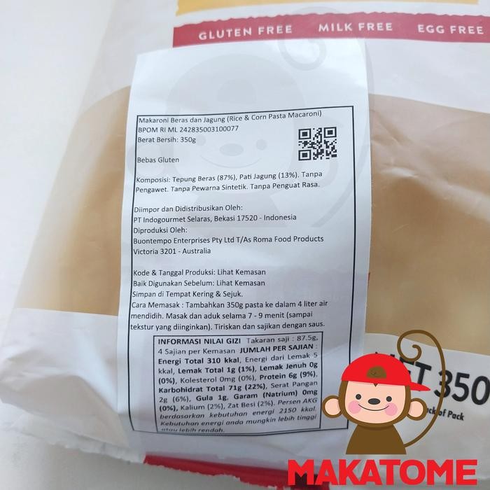 

ORGRAN MACARONI RICE & CORN 250GR 250 GR GLUTEN FREE MAKARONI AND