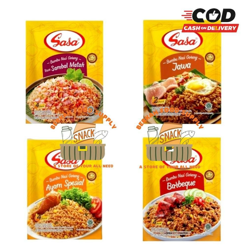 

( BERKAH ) SASA BUMBU NASI GORENG 20 GR ALL VARIAN NASI GORENG JAWA SAMBAL MATAH AYAM SPESIAL BARBEQUE BBQ BUMBU SIAP SAJI BUMBU INSTAN