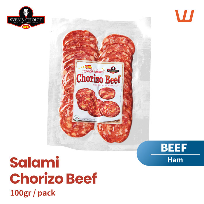 

BeliSkrg,KirimHariini- Salami Chorizo BEEF Sliced 100gr Daging Sapi Sven's Choice