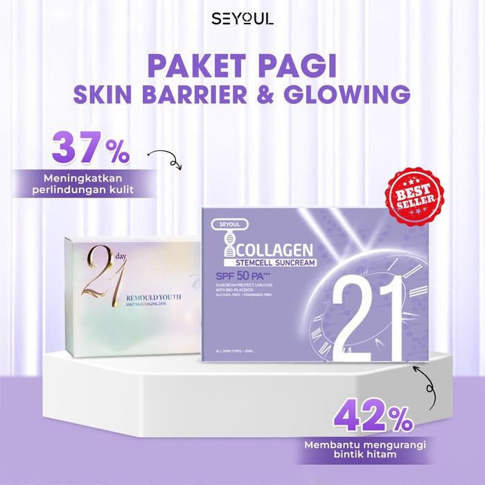 [Combo Skincare] Serum Tabir Surya Sel Stem X10 T-Collagen Spf 50 Pa+++ / Serum 21 Hari Perawatan