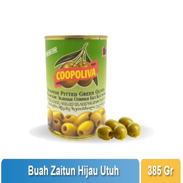 

PastikanDikirimLgsg- COOPOLIVA - Green Pitted Olives / Buah Zaitun Hijau Utuh 385Gr