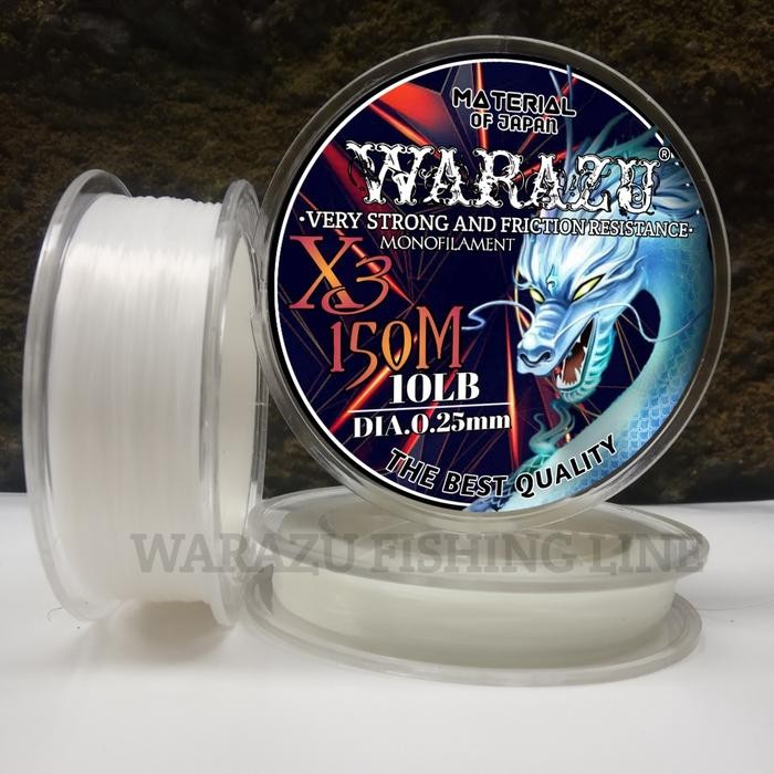Panjang 150 Meter Warna Putih Susu Senar Pancing Anti Kriting Warazu Fishing Line Monofilament Kuat,