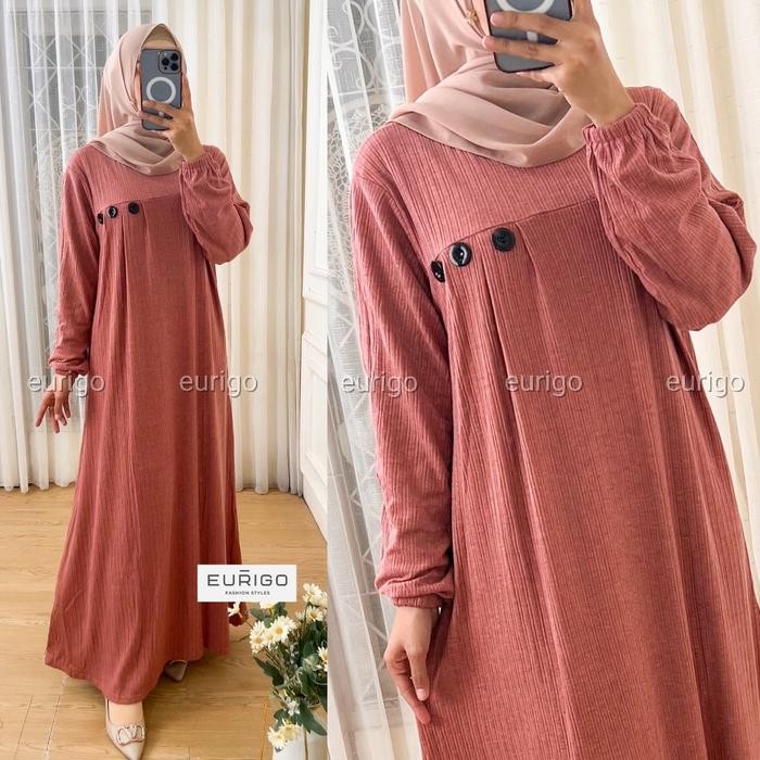 Zahra- Isabel Maxy - Gamis Kaos Knit Rajut Ld102+ / 398-7048 Maxi Dress Wanita Muslim