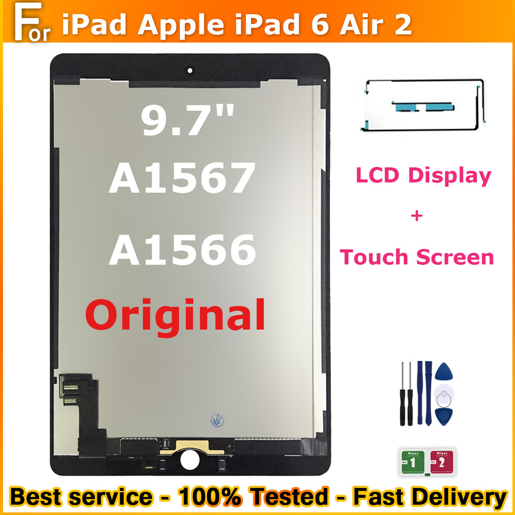 Original LCD 9.7"For iPad  iPad 6 Air 2 A1567 A1566 LCD Display Touch Screen Assembly Digitizer Repl
