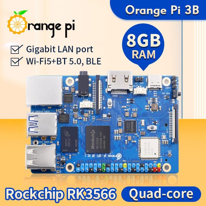 Top Orange Pi 3B 8GB Ram Single Board Computer RK3566 Up to 1.8GHz Chip WIFI-BT Development Board Or