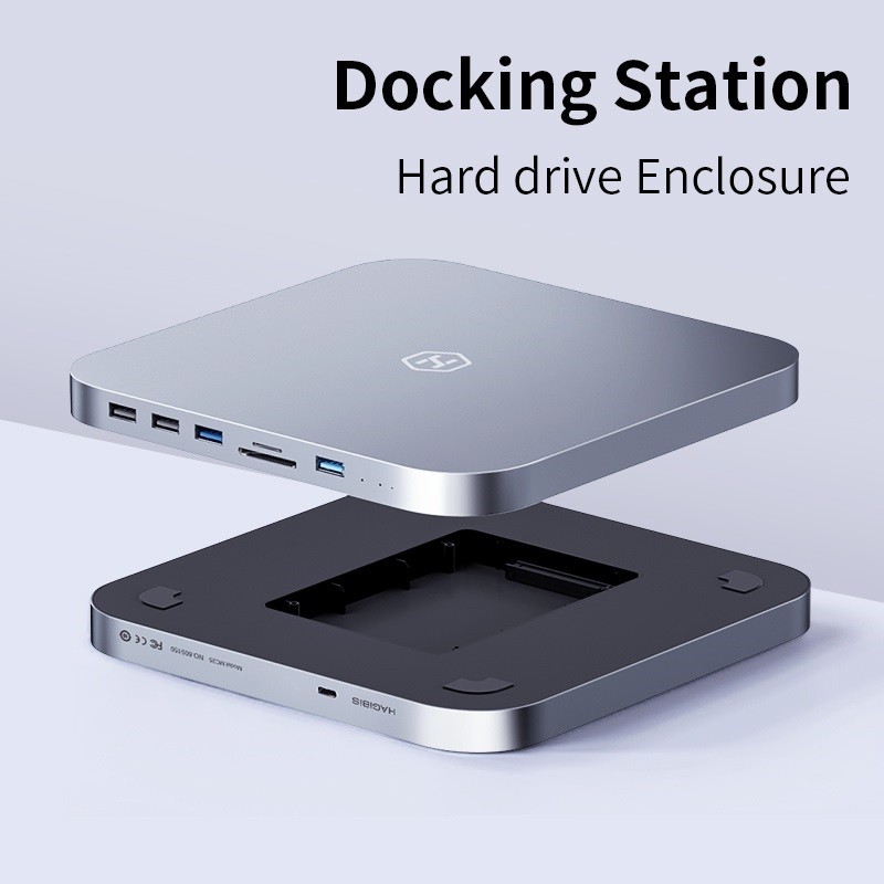 New USB C Hub with Hard Drive Enclosure Type-C Docking Station for Mac mini with 2.5 SATA NVME M.2 S