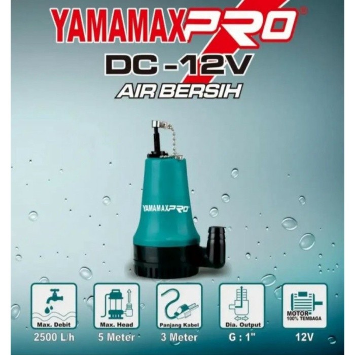 POMPA CELUP AKI DC 12V YAMAMAX POMPA KOLAM AIR SUBMERSIBLE ACCU MINI