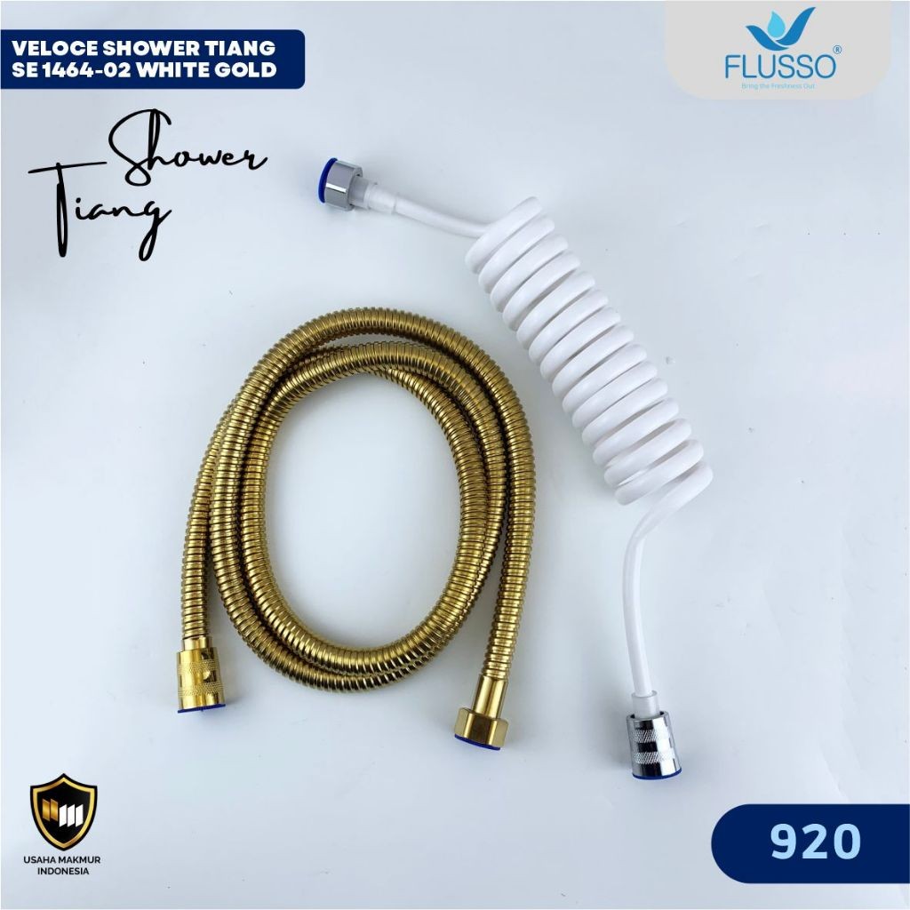 FLUSSO Shower Kamar Mandi Satu Set Mixer Panas Dingin Shower Tiang Stainless Steel Set Komplit