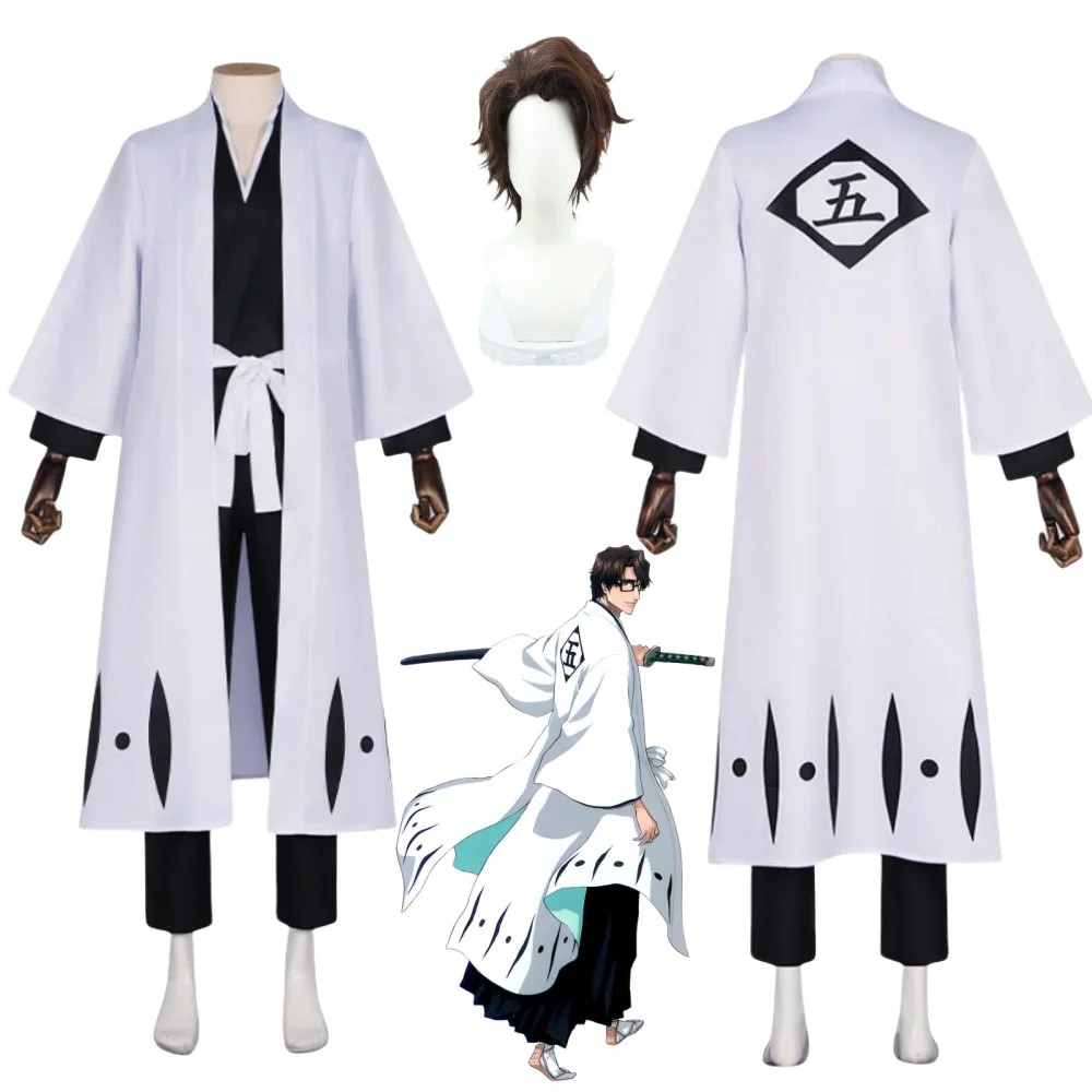 Anime Bleach Aizen Sousuke Cosplay Costume Wig Sets Bleach Thousand Year Blood War Gotei 13 Team 5