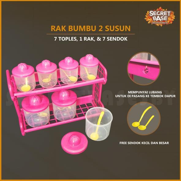 [COD] RAK BUMBU - Bonus Toples+Sendok / Rak Sambal Gantung / Kitchen Set Plastik Kitchenware Merah