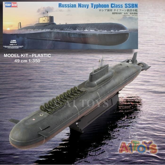 Model Kit kapal selam Typhoon Class SSBN Hobby Boss 49 cm 1:350