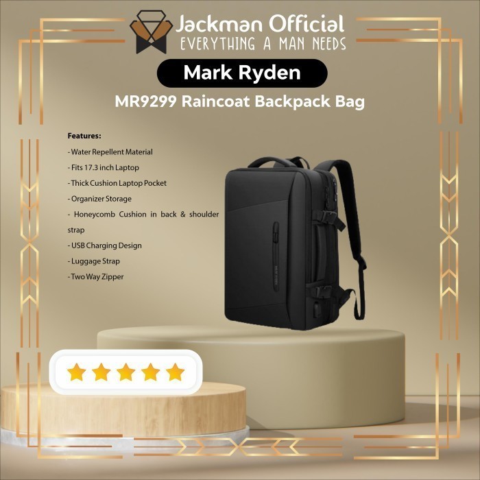 MARK RYDEN MR9299 Raincoat Backpack Bag - Tas Ransel Laptop 17.3 Inch