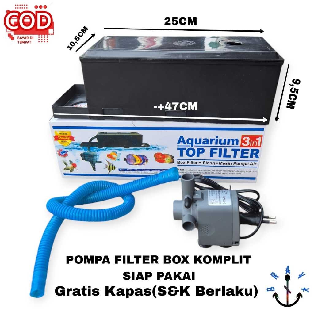 Filter Pompa Komplit Top Filter Box Aquarium 3 In 1 Rosston SP 1200 Garansi