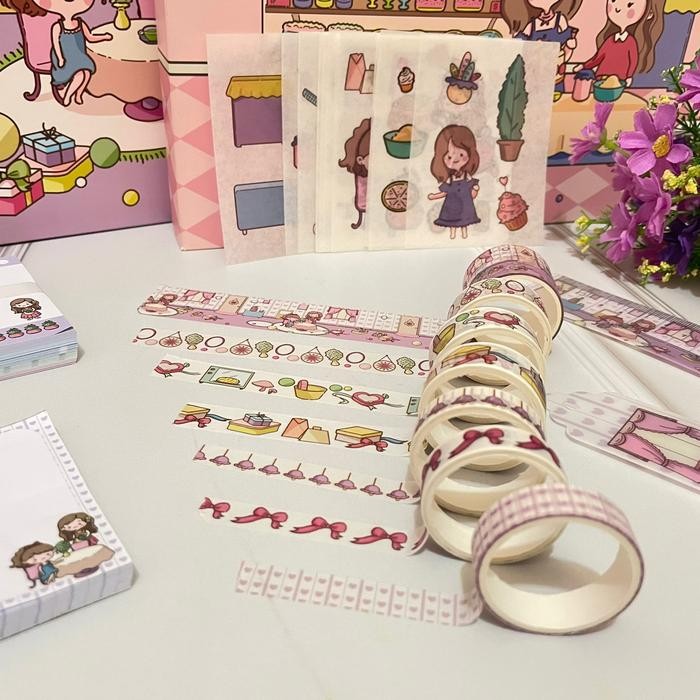 

PAKET JURNAL 7 IN 1 KARAKTER SWEETHEART CAKE SHOP FREE BOX