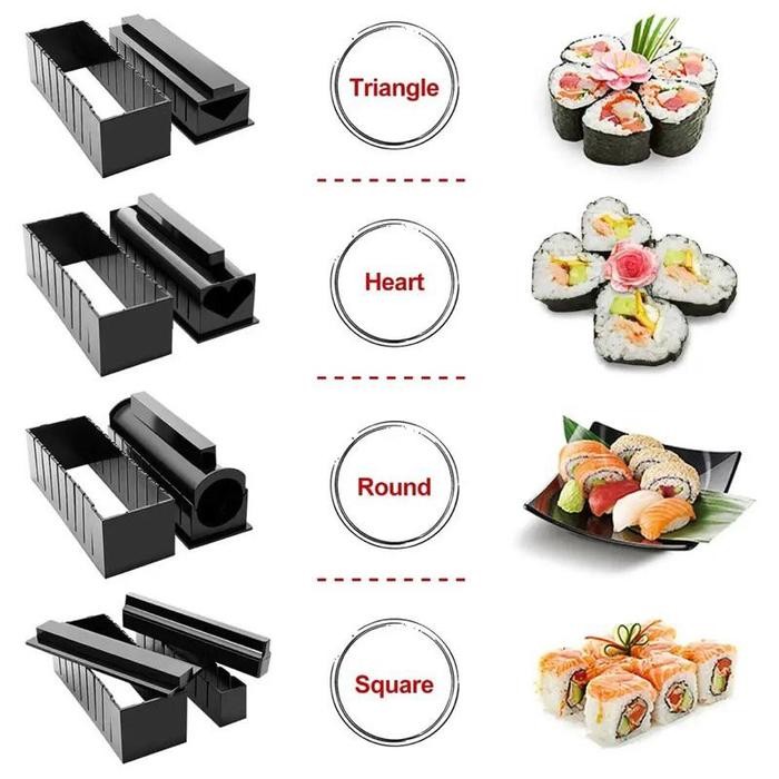 Alat Bikin Sushi Set Bentuk Love Bulat Kotak Cetakan Sushi Roll