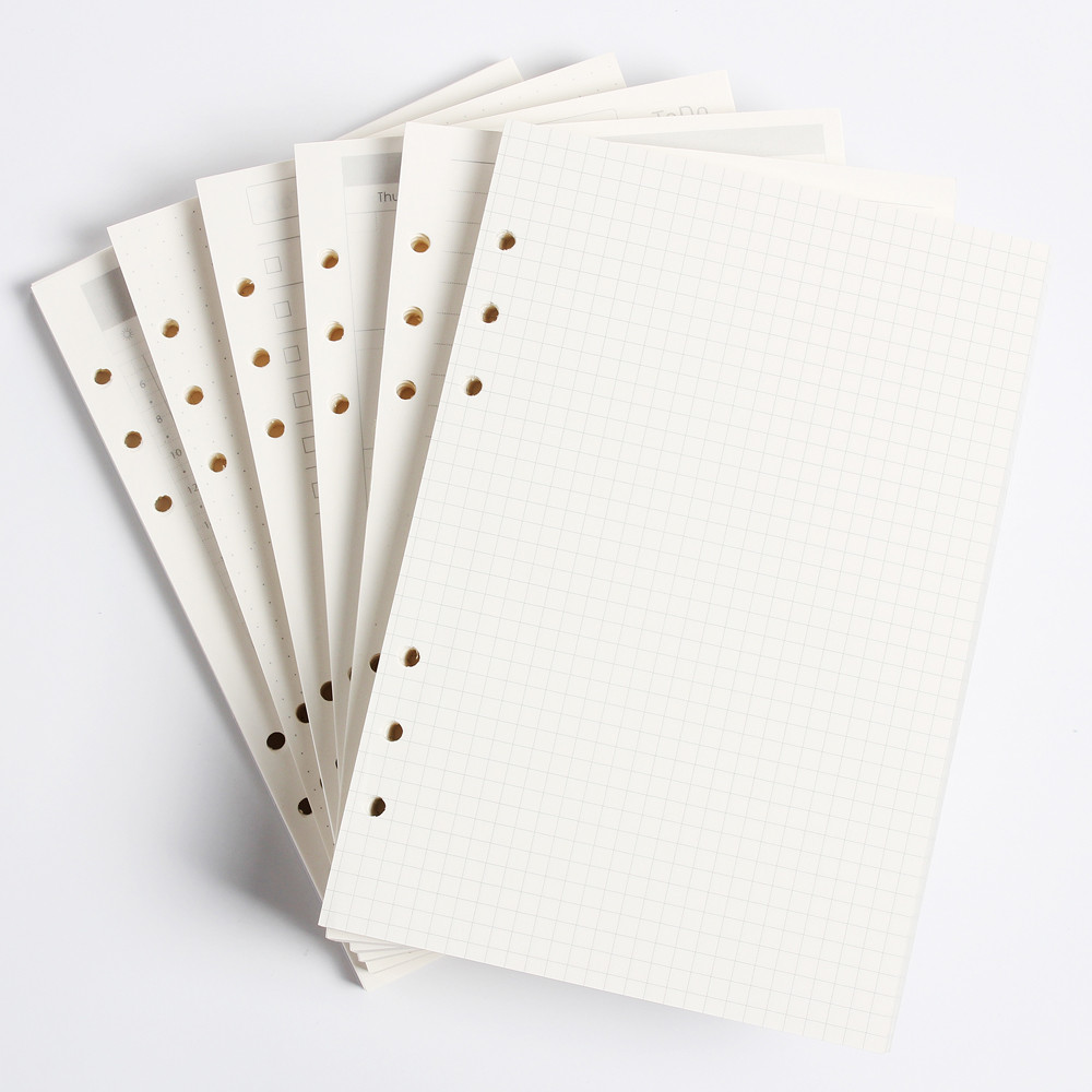 

Classic 6 Holes Binder Notebook Inner Paper Core/Refilling Inner Papers:Line,Grid,Dots,List,Daily