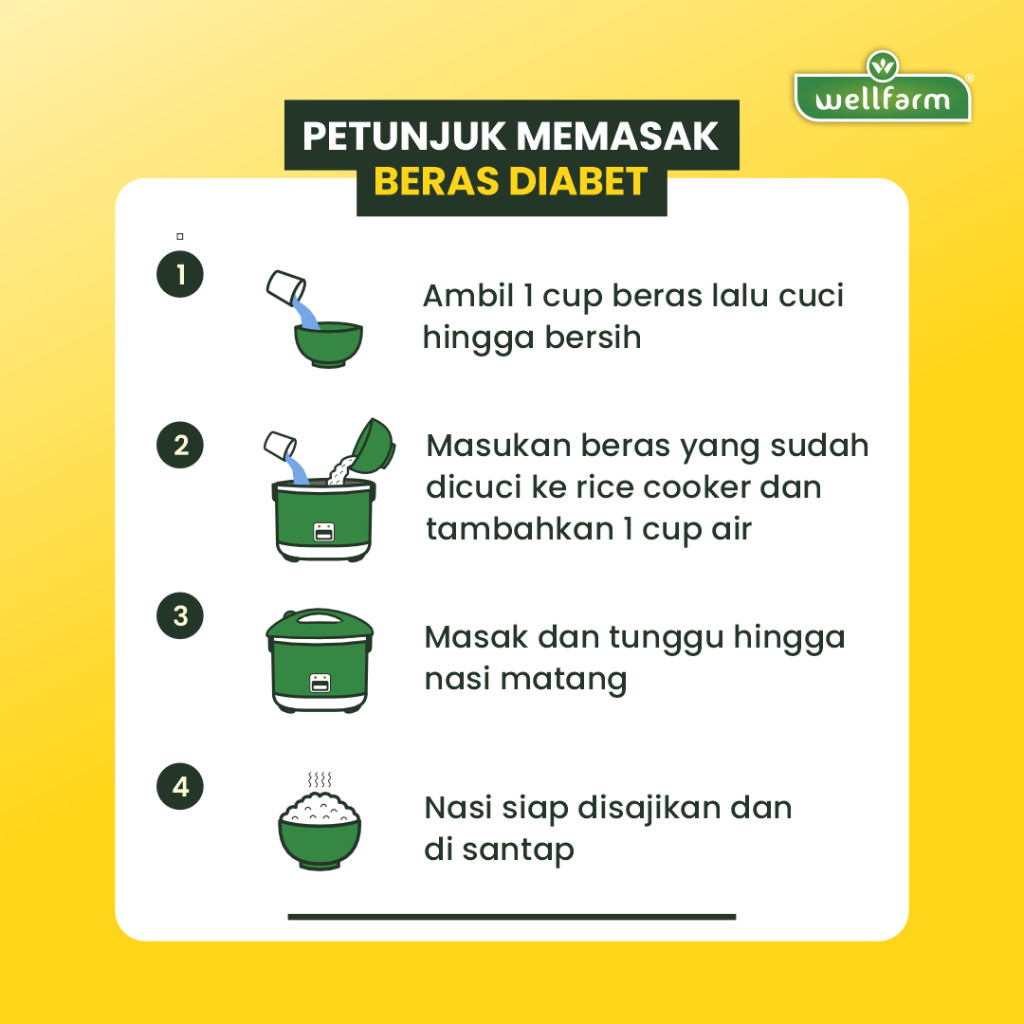 

WellFarm Beras Diabetes Organik Sugar Free Low GI, Beras Diabet WellFarm, Kemasan Vacuum 5Kg
