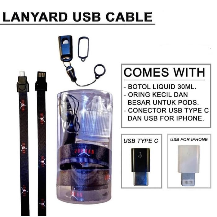 Promo Lanyard Usb Vape Universal Charge Tali Gantungan Mod Pod Cable Lengkap Tbk