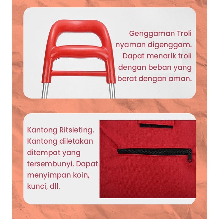 Tokolemari Trolly Tas Belanja / Troli Keranjang Roda Tas Trolly Supermaket Belanjaan