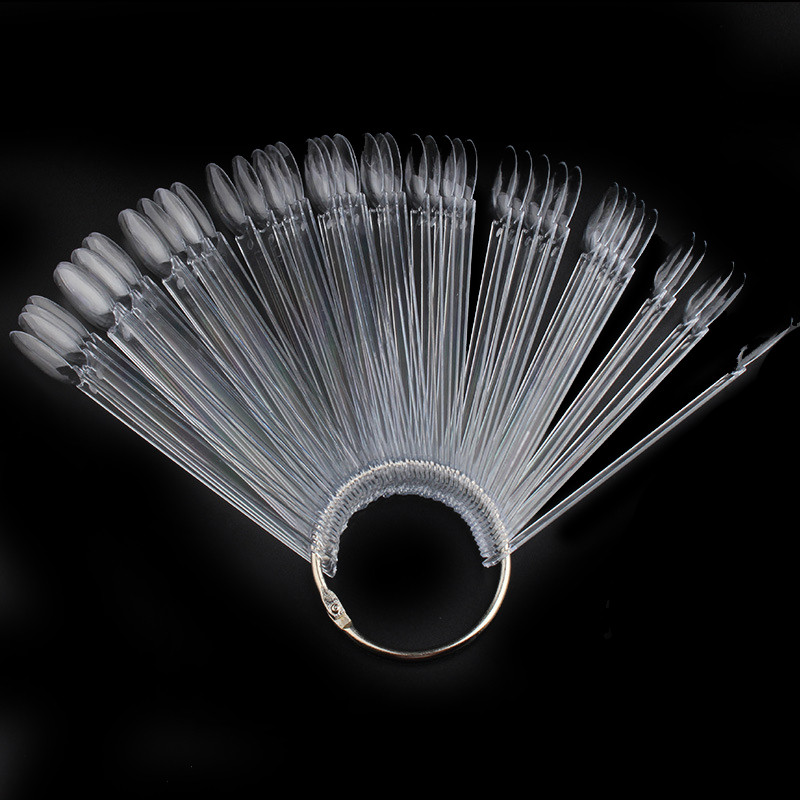 

50 Pcs New Acrylic False Fake Nail Oval Professional Nail Art Glue Clay Stick Fingernail Full Color