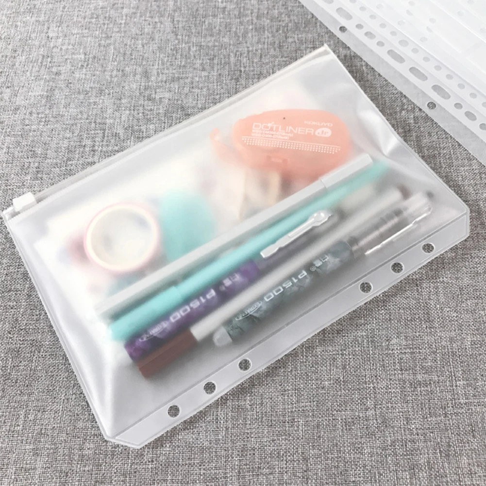 

Convenient Clear Pvc A5 A6 A7 Binder Pockets Clear Zipper Folders For 6-Ring Notebook Binder Files