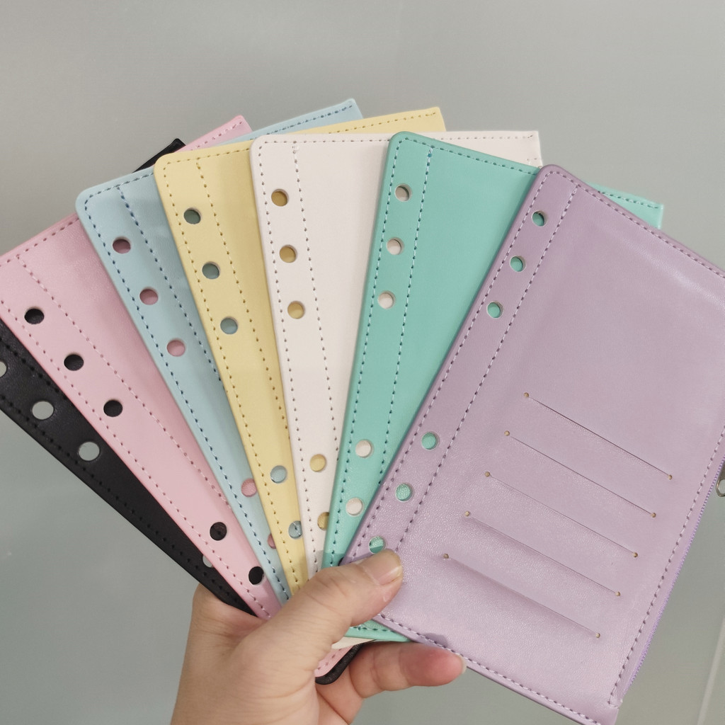 

A6 Colorful Zip Bag Binder Loose Leaf Document Filing Bags Diy Document Bag Binder Rings Pvc Storage