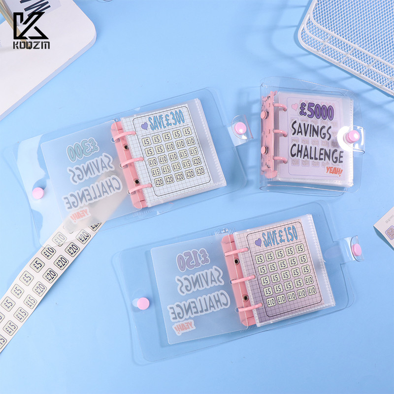 

Savings Challenge Mini Binder 150/300/500/2100/5000 Money Saving Binder 3 Holes Pvc Binder Notebook