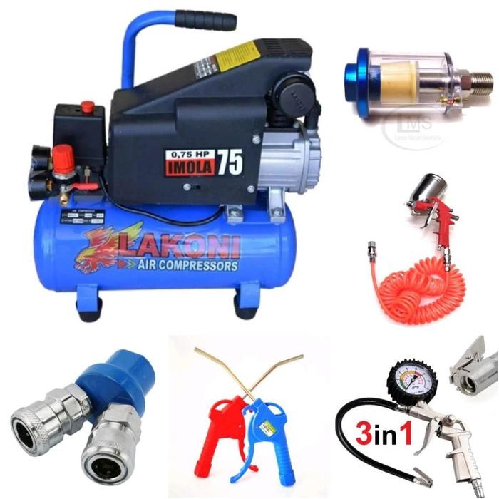 Ready PAKET (5 ITEM) KOMPRESOR IMOLA Mesin Kompresor Listrik Oilless Silent