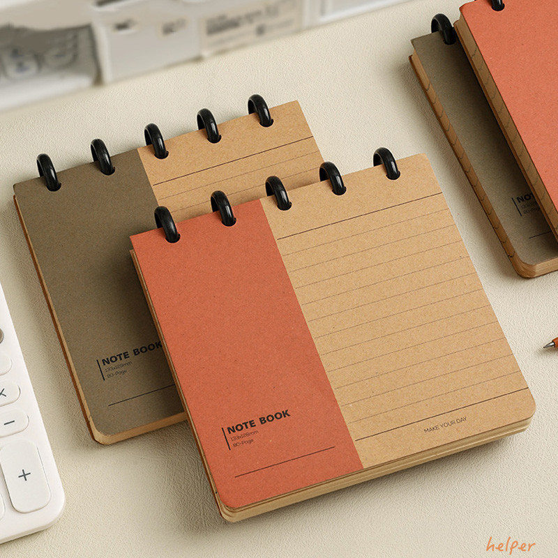 

Small Square Notebook Kraft Paper Portable Notepad Vertical Memo Mini Sticky Note Book Mushroom Hole