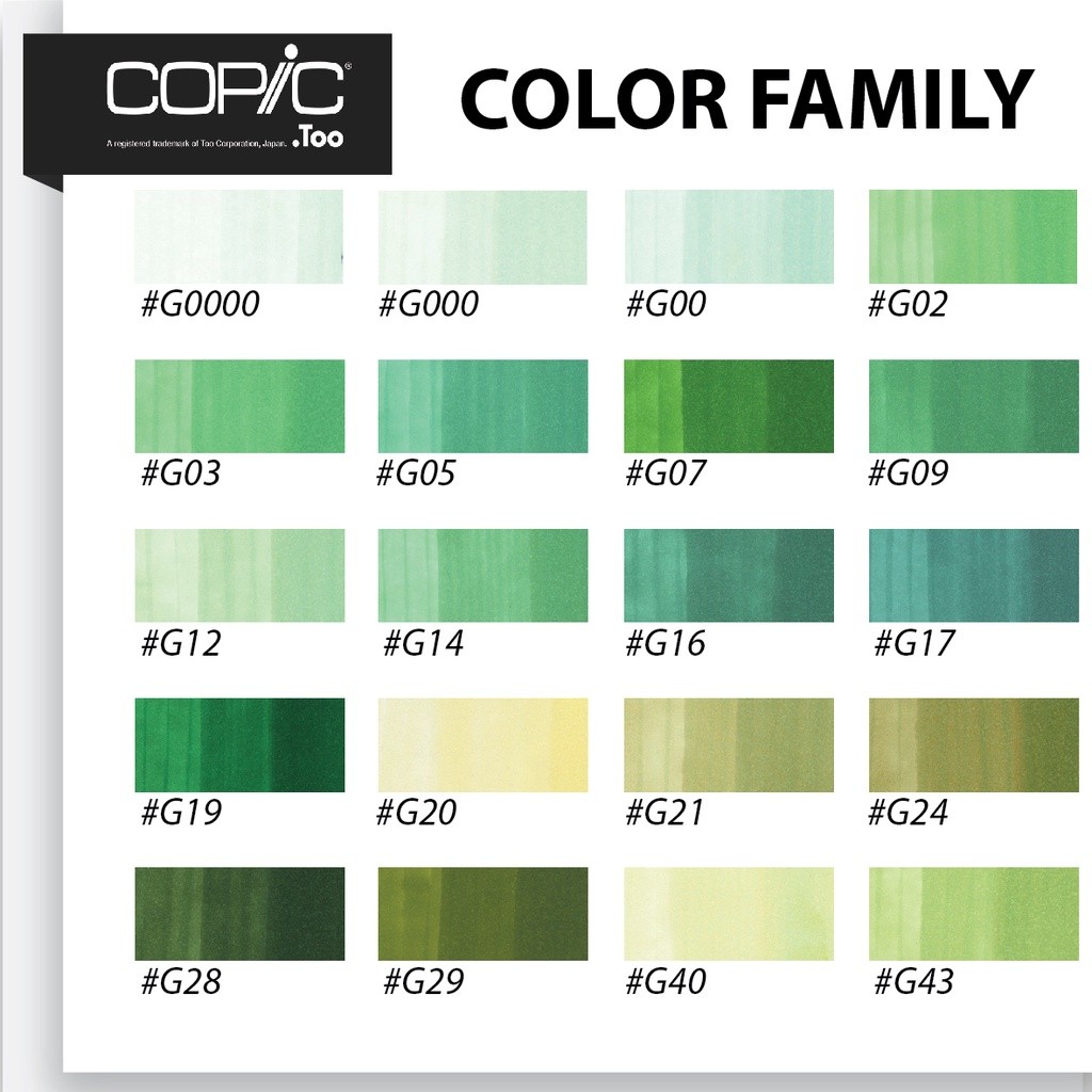 

Copic Sketch G (Green) Series