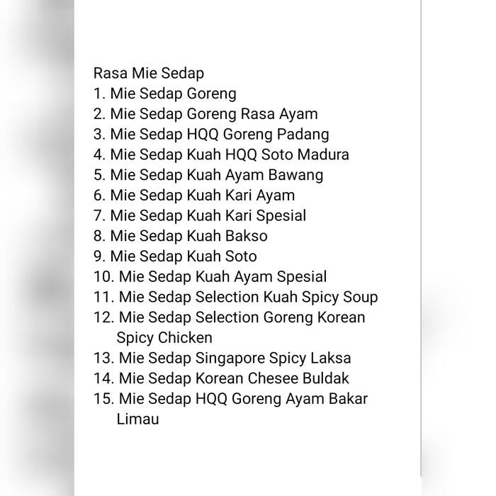 

Kualitas Terjamin Mie Sedap 1 Karton Isi 40 Pcs Rasa Campur Mix