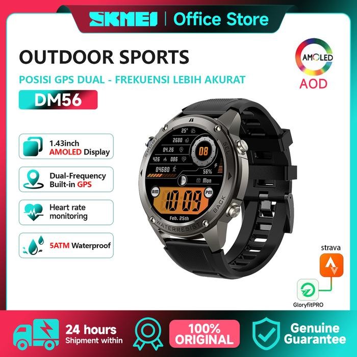 SKMEI DM56 Smartwatch GPS Map AOD Amoled smartwatch 5ATM Waterproof Compass Altitude Air Pressure