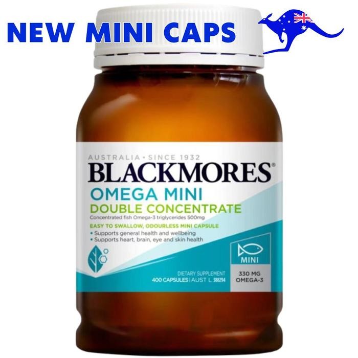 TERLARIS Blackmores Omega Mini Double Concentrate 400 Capsules Omega 3 Fish Oil Mini Caps MiniCaps
