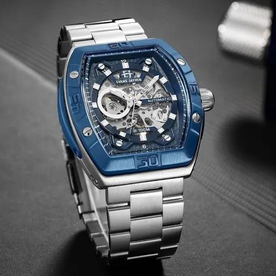 Evans Jayden Jam Tangan Pria 9563 Rantai Automatic Movement Stainless Steel Kaca Sapph