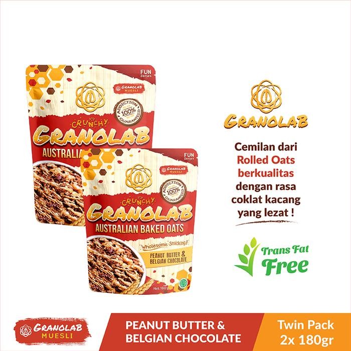 

PastikanTerjaminMutunya- Paket Granola Peanut Butter Belgian Chocolate 180 gr - Granolab Muesli