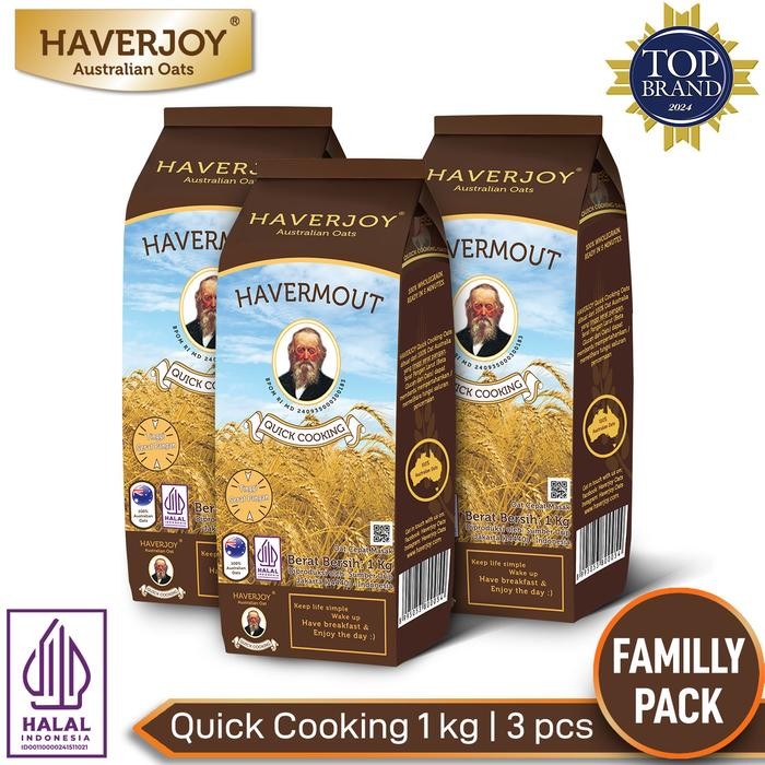 

PastikanTerjaminMutunya- Haverjoy Family Pack Quick Cooking Oats 1kg - 3 Pcs