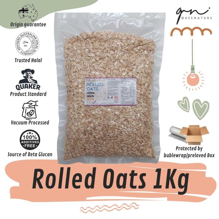 

PastikanTerjaminMutunya- Oats Australian Rolled Oats Roll Oat Giling Menir Gandum Kasar 1 kg