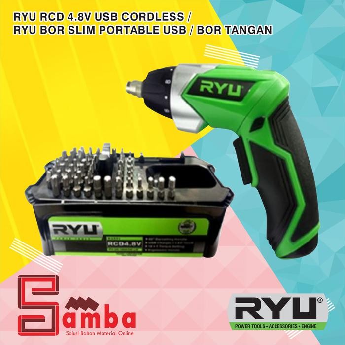 Ryu RCD 4.8 Volt USB Cordless / RYU Mesin BOR SLIM PORTABLE USB / BOR TANGAN tanpa kabel untuk