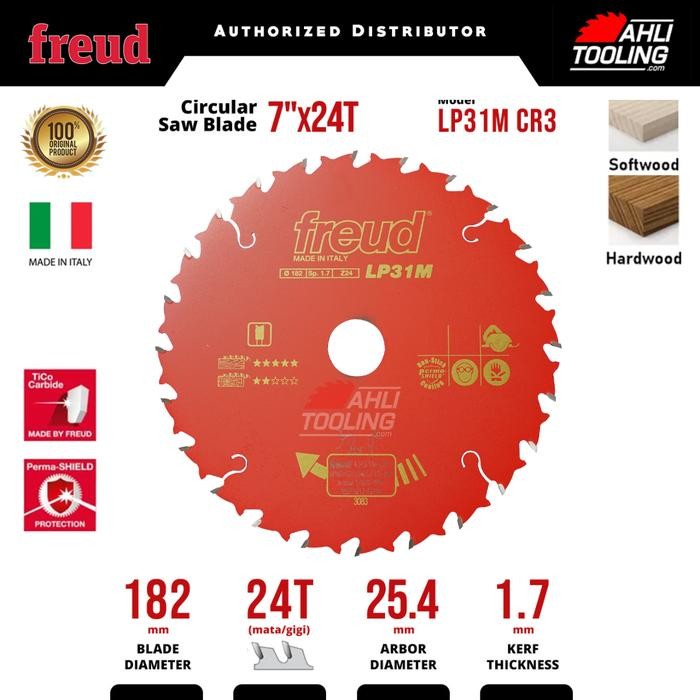 Circular Saw Blade 7" X 24T Gigi, Pisau Gergaji 182mm - Freud Italy