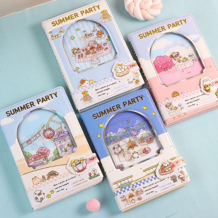 

Magnetic Notebook Hologram Summer Party Buku Diary PU Leather - 6304