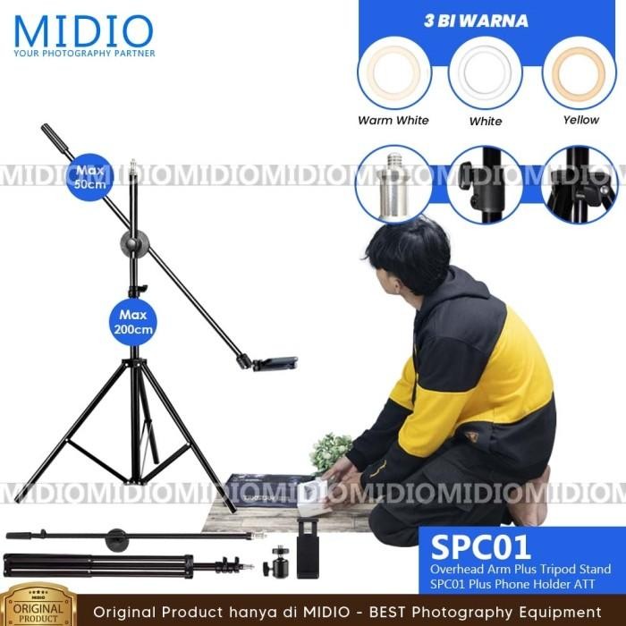 Shotix- Overhead Tripod Midio Spc01 + Holder Hp 360 Tripod Flatlay Video Masak & Konten