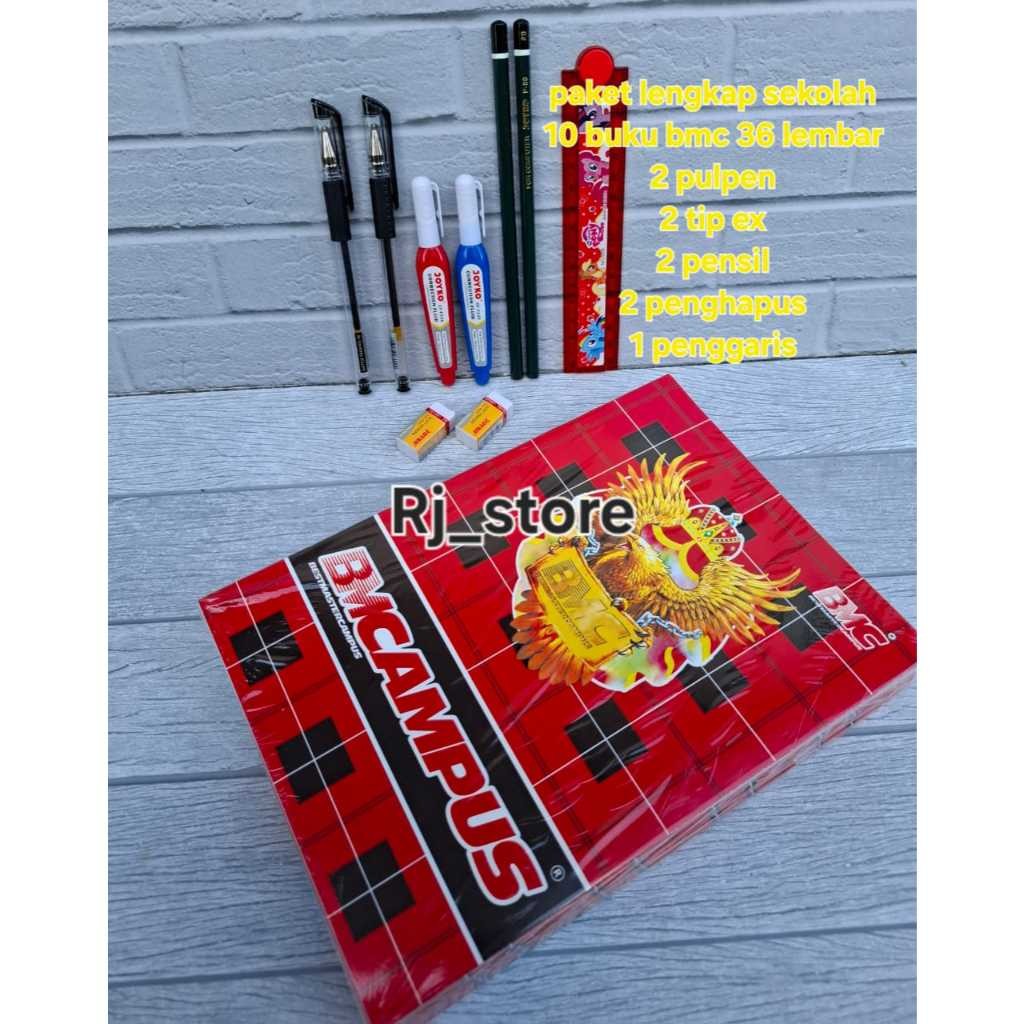 

( PAKET LENGKAP SEKOLAH ) 10 BUKU BMCAMPUS ISI 36 LEMBAR + 2 pulpen + 2 pensil +2 penghapus + 2 tip