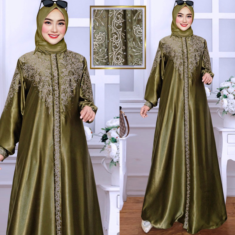 PROMO / GAMIS KRISTAL ORIGINAL BORDIR-GAMIS WANITA MUSLIMAH-GAMIS BORDIR-SEMI SUTRA