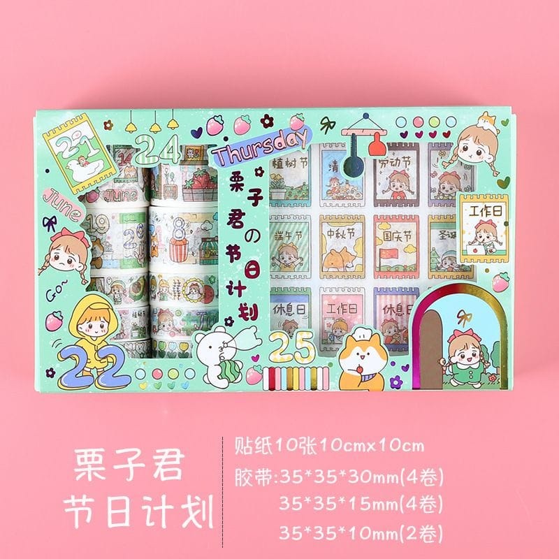 

AGftoys Stiker 1 Set Box 10 X 10 Karakter Lucu + Roll Stiker Cute