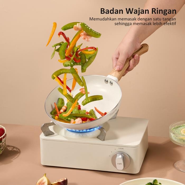 Ready- (Exclusive) Freemir Set Wajan + Teflon Putih 18Cm/20Cm Masak Wanci Premium Granit Kitchenware